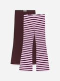 Flared Rib Leggings Set of 2 - Red