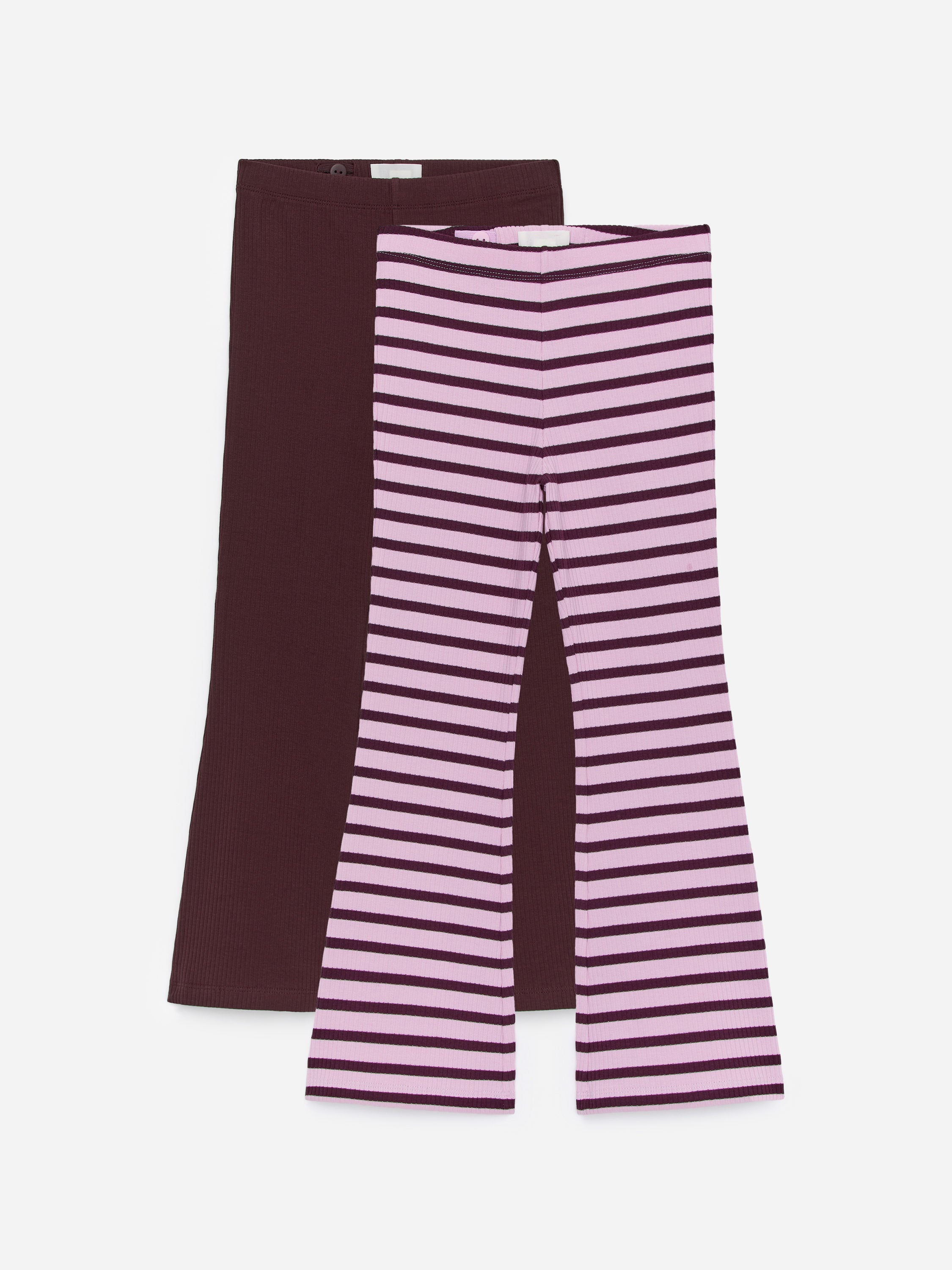 Flared Rib Leggings Set of 2 - Red