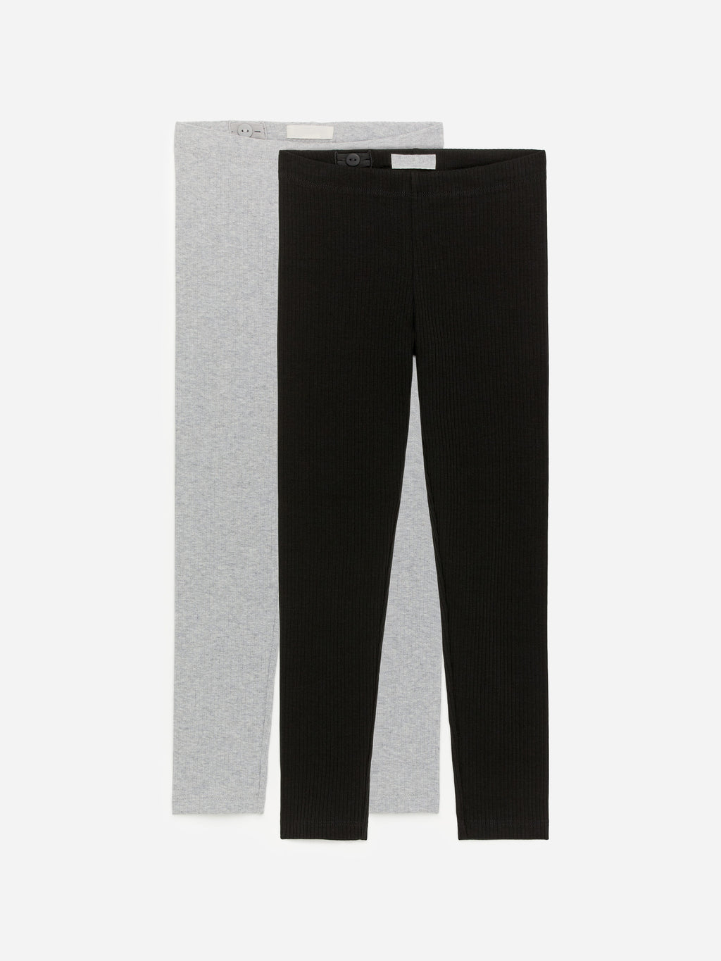 Rib Jersey Leggings Set of 2 - Black