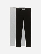 Rib Jersey Leggings Set of 2 - Black