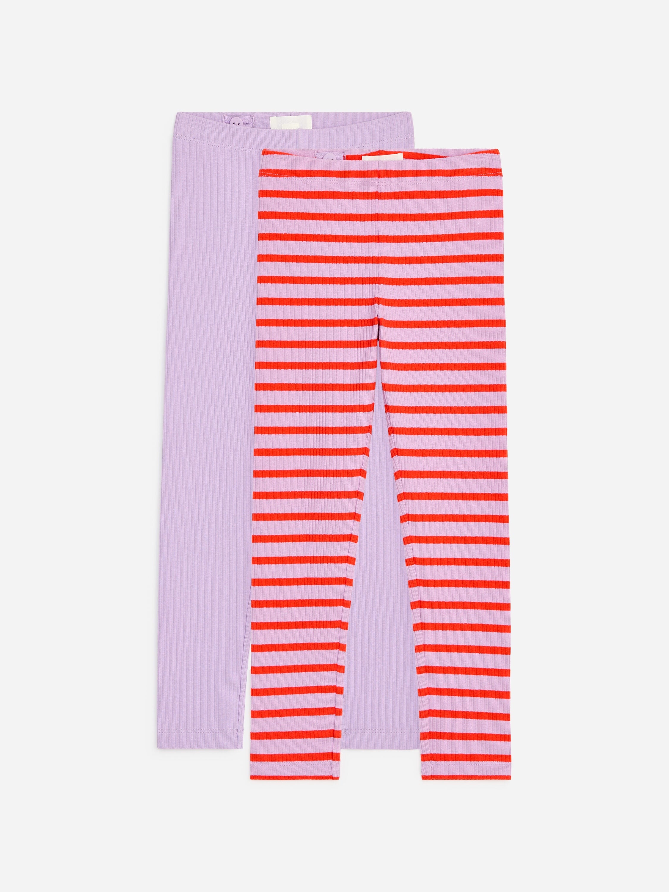 Rib Jersey Leggings Set of 2 - Purple