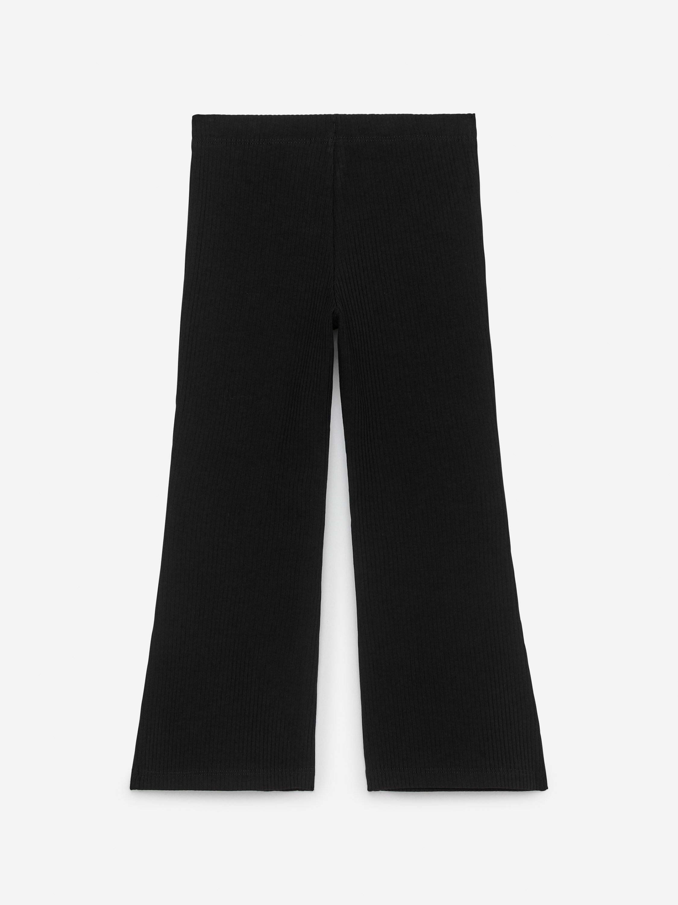 Flared Rib Leggings - Black - Image 2