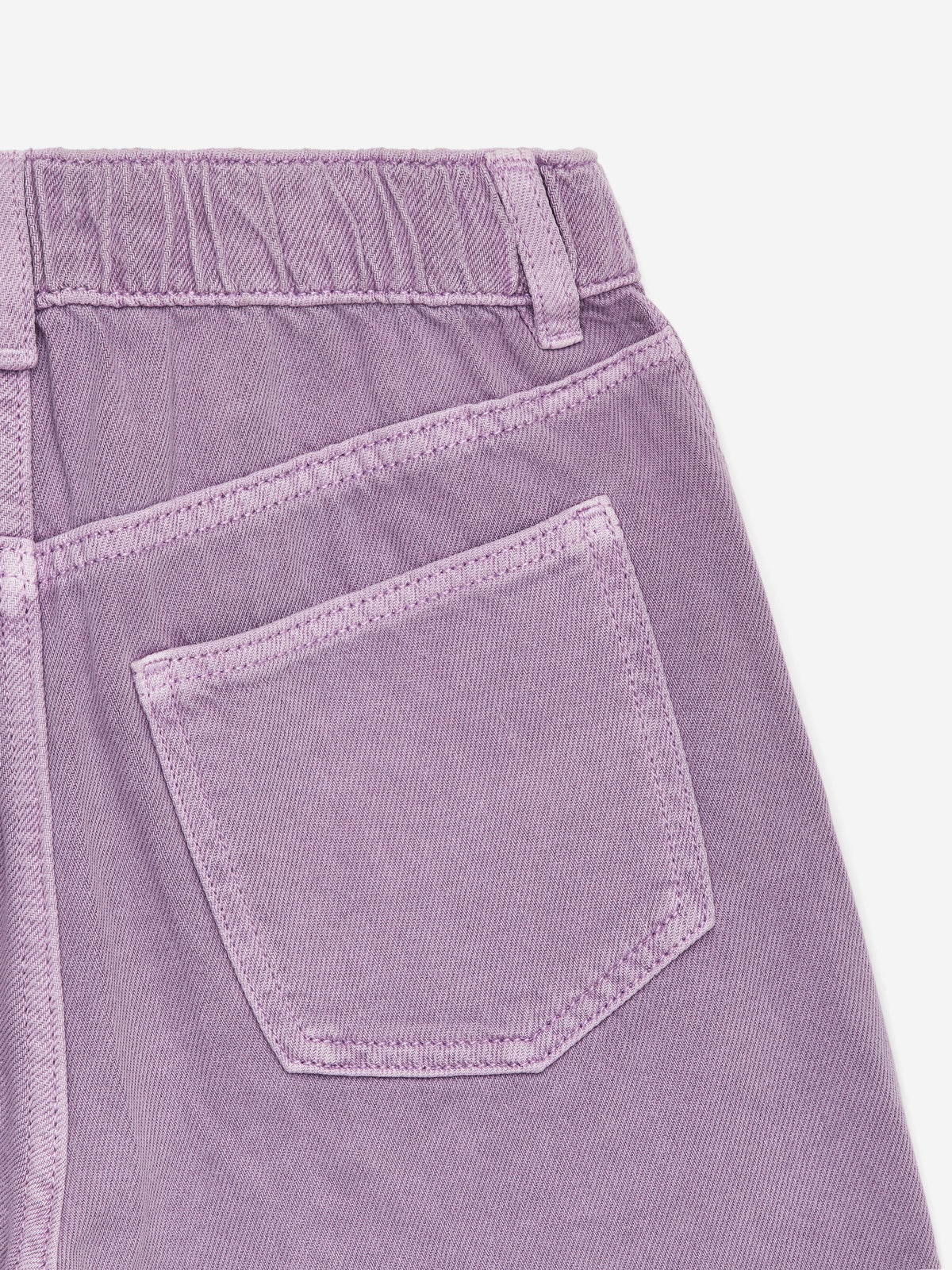 Embroidered Denim Shorts - Purple - Image 3