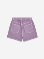 Embroidered Denim Shorts - Purple - Image 2