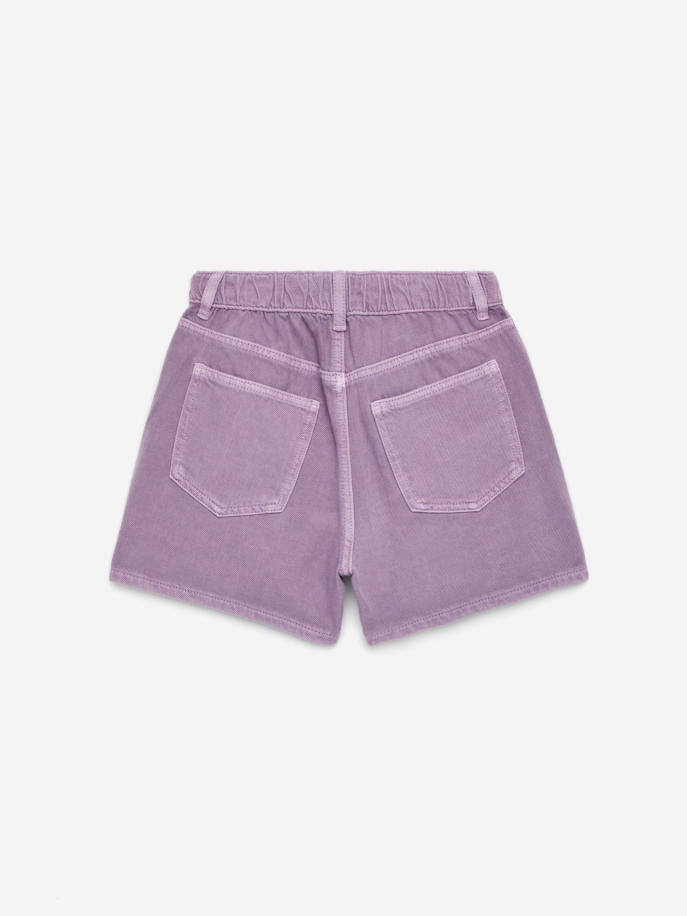 Embroidered Denim Shorts - Purple - Image 2
