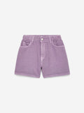 Embroidered Denim Shorts - Purple