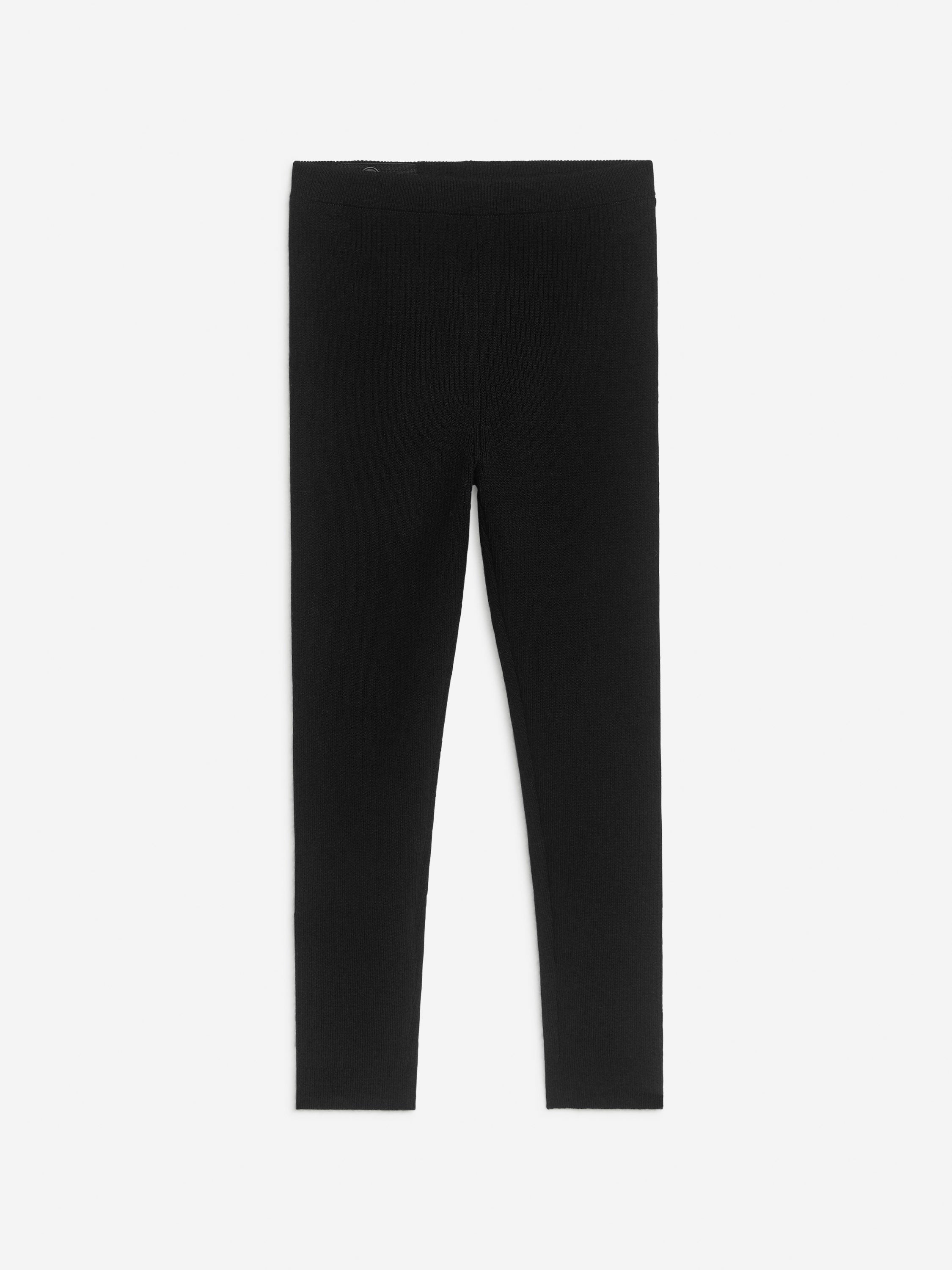 Wool-Blend Rib Leggings - Black